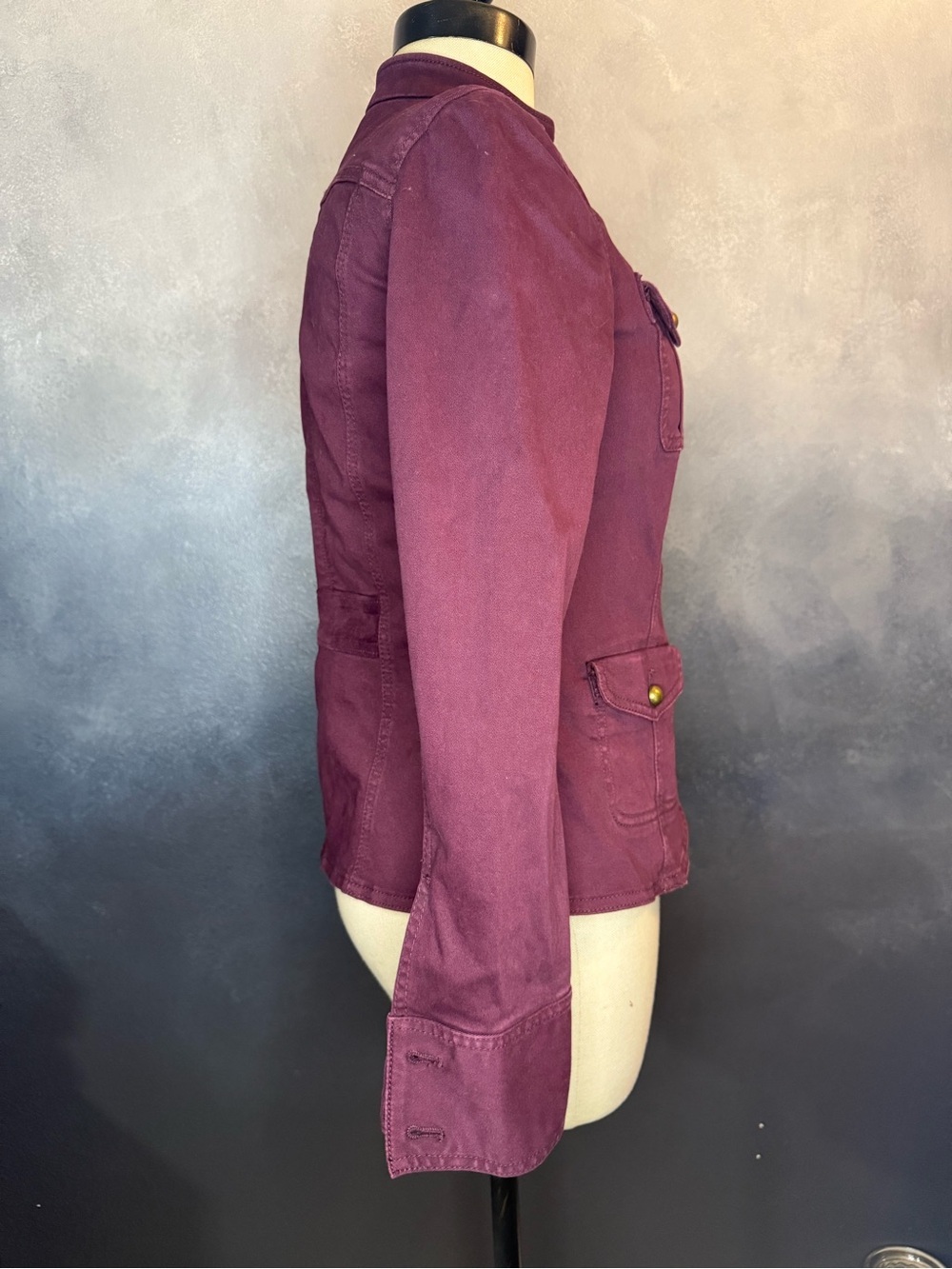 White House Black Market Burgundy Utility Jacket - Size 00 - Picture 3 of 8